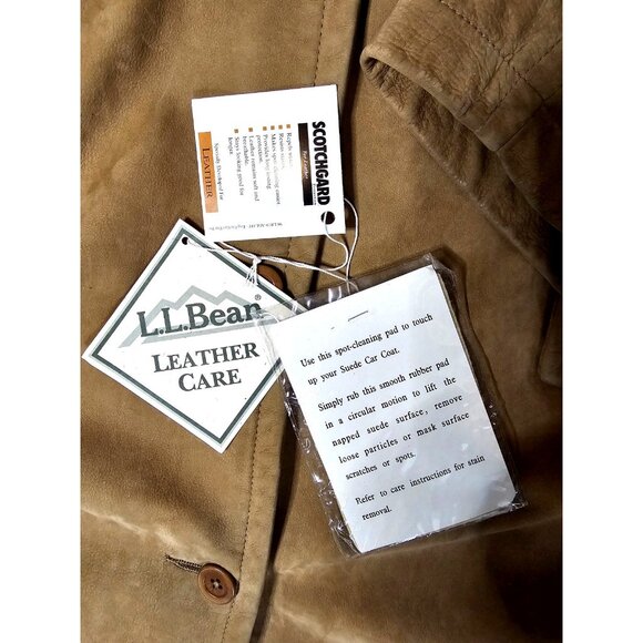 LL Bean Jacket Womens 3 XL Brown Suede Leather Bottom Up Lined Chore - Picture 3 of 9